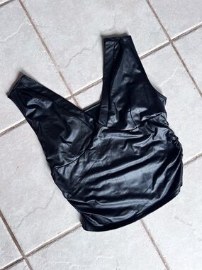 Temu • Faux Leather Shirt